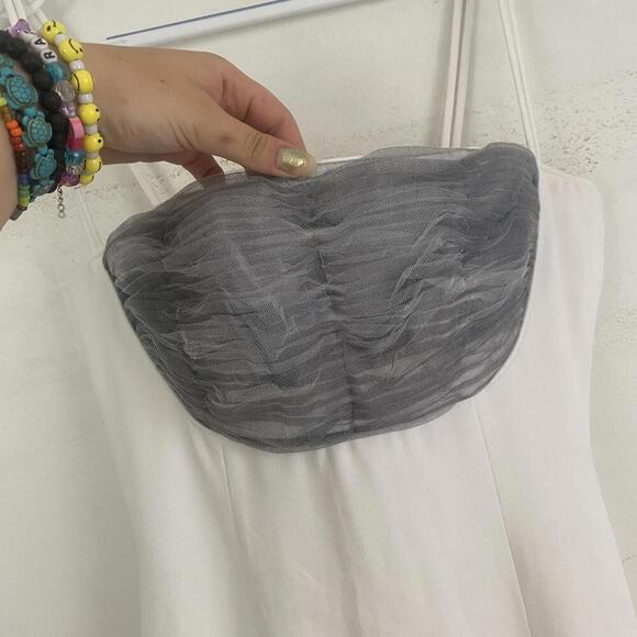 GAZZELLE CIAMPI white with grey mesh bustier vintage maxi formal dress - Picture 3 of 6